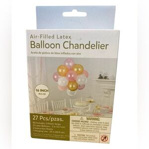 New- Amscan Air-Filled Latex Balloon Chandelier - Pink, Gold, White